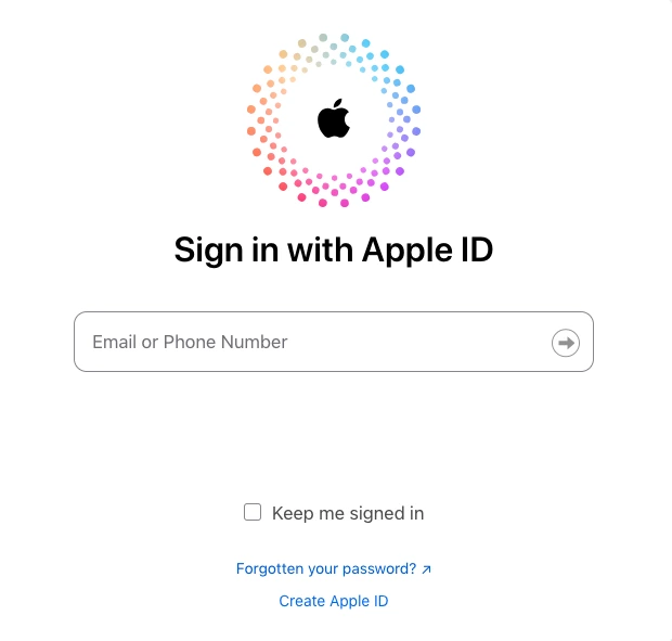 iCloud Login User Interface